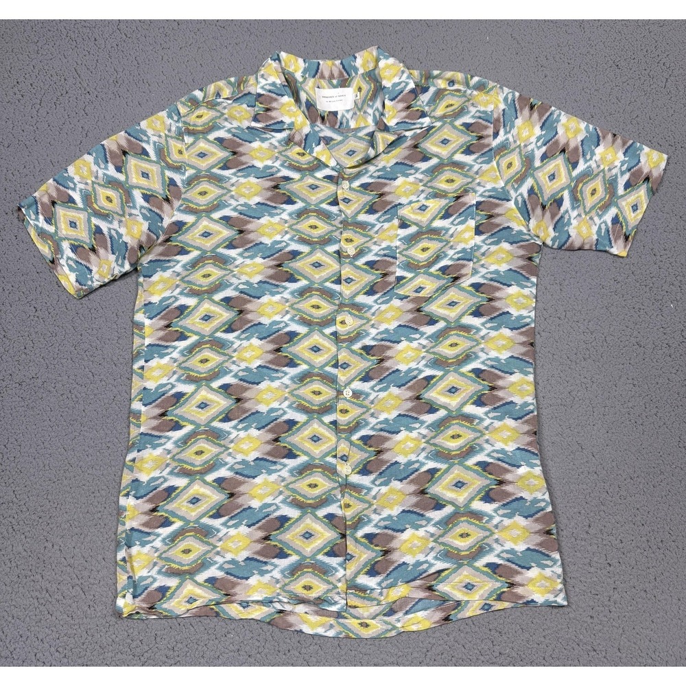 Shades Of Grey By Micah Cohen Shirt Mens Large Geometric Short‎ Sleeve Button Up